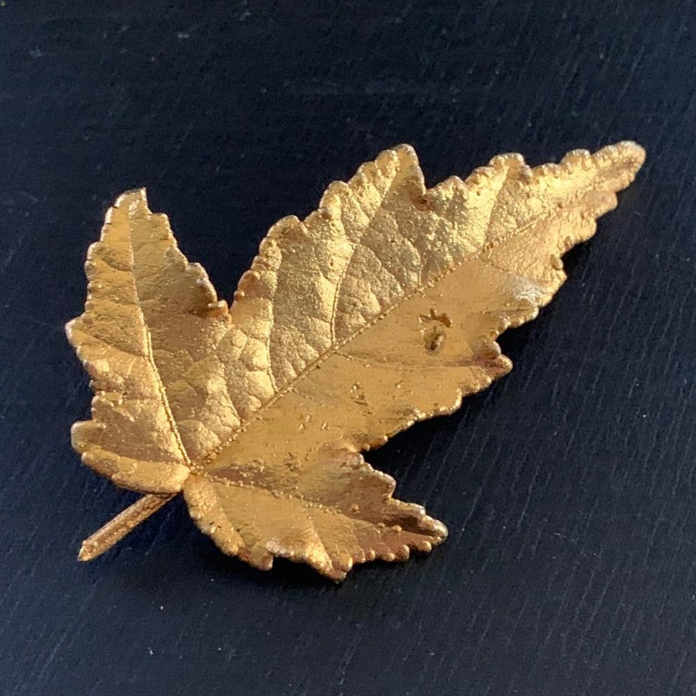 Gold-Dipped Leaf Brooch | 10k - image 1